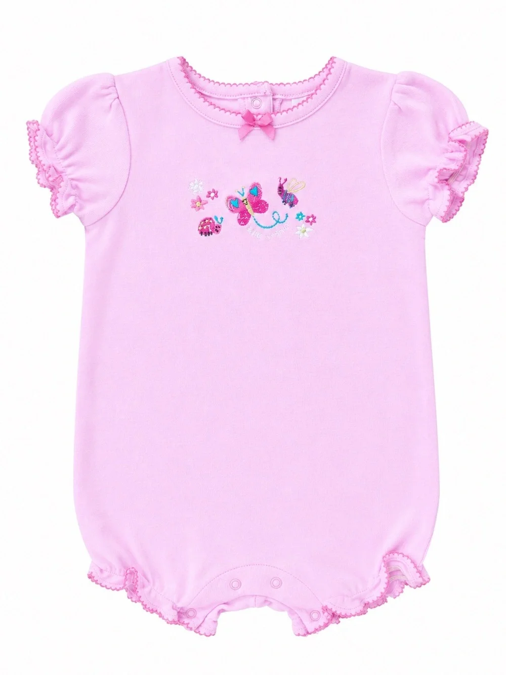 TKS Pink Embroidered Puff Sleeve Bubble Romper